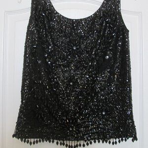 Black Sequin Beaded Top